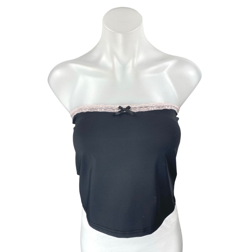 NEW Edikted Black Strapless Sleeveless Bandeau Bustier Crop Tube Tank Top Size S